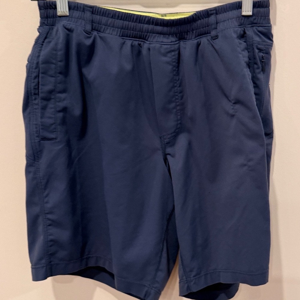 Birddogs Mens Shorts Navy Blue Neon Yellow Liner Size Medium Long 9 Inch Inseam